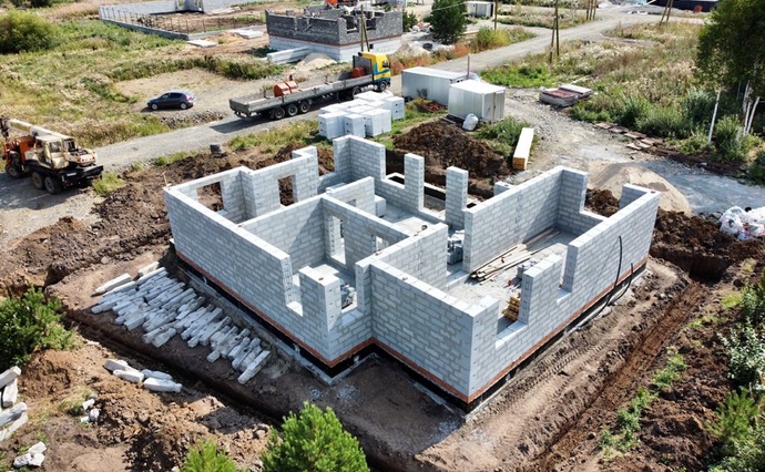 Стены из газоблока D500 толщиной 400 мм ГК Урал-Строй
